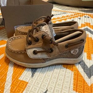 Sperry Brown Moccasins with Leather Laces and Rubber Sole